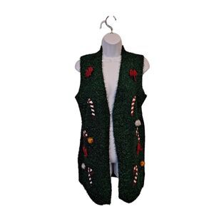 Christmas Tinsel Vest Juniors Size S Major Major Brand Candy Cane Bows